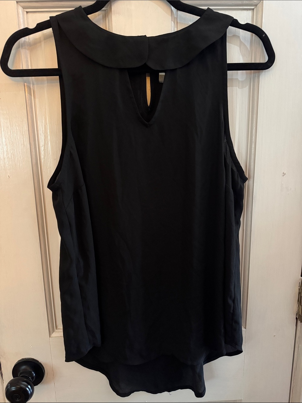 LC Lauren Conrad Black Sleeveless Keyhole Top with Peter Pan Collar
